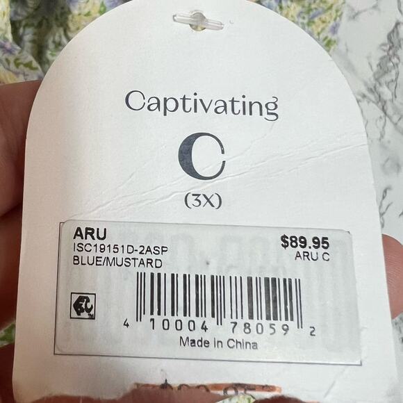 NWT Arula Claire mini dress Sz 3X Blue yellow floral - Picture 8 of 8